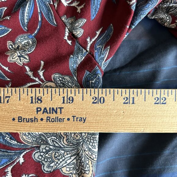 LUCKY BRAND Floral Boho Top Womens Medium Red High Low V Neck Popover Dark Fall - Picture 9 of 12